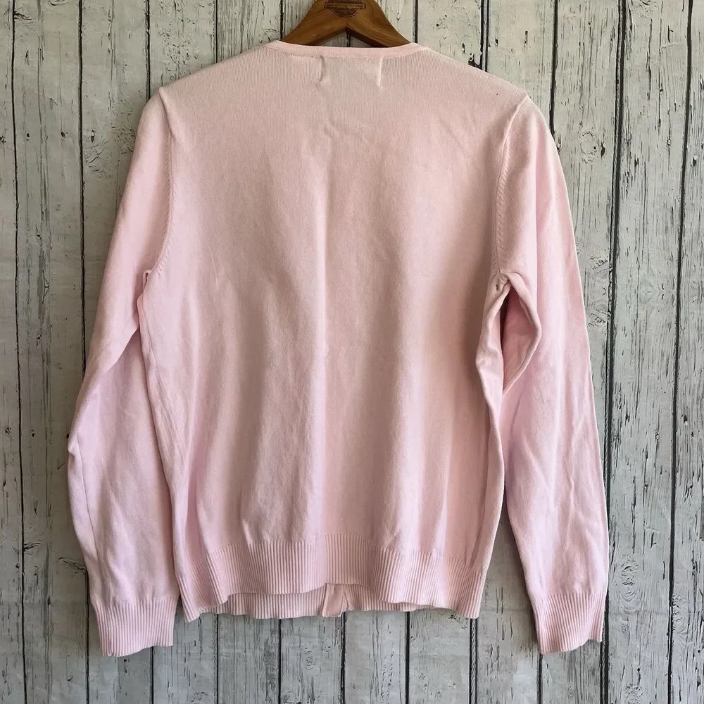 Vintage Sarah Bentley Womens Beaded Cardigan Size M Dainty Pink Grandmacore